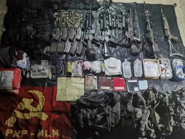Items seized from NPA in Gingoog clash. STORY: NPA rebel slain in clash with Army in Gingoog