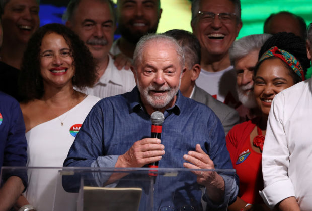 Brazil's former President and presidential candidate Luiz Inacio Lula da Silva speaks at an election night gathering on the day of the Brazilian presidential election run-off, in Sao Paulo, Brazil October 30, 2022. REUTERS/Carla Carniel