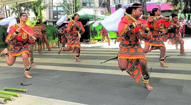 Dancers perform a popular choreography from the Laga Festival in Lagayan town, Abra, during a Cordillera “Festival of Festivals” staged at Baguio City’s Malcolm Square. STORY: Baguio stages Cordillera ‘Festival of Festivals’