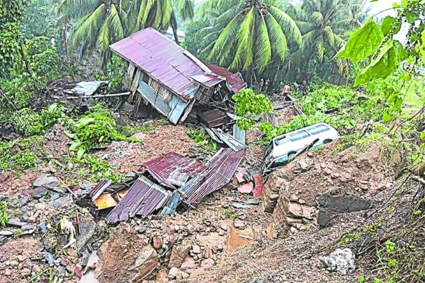A landslide triggered by heavy rains in Parang town, Maguindanao