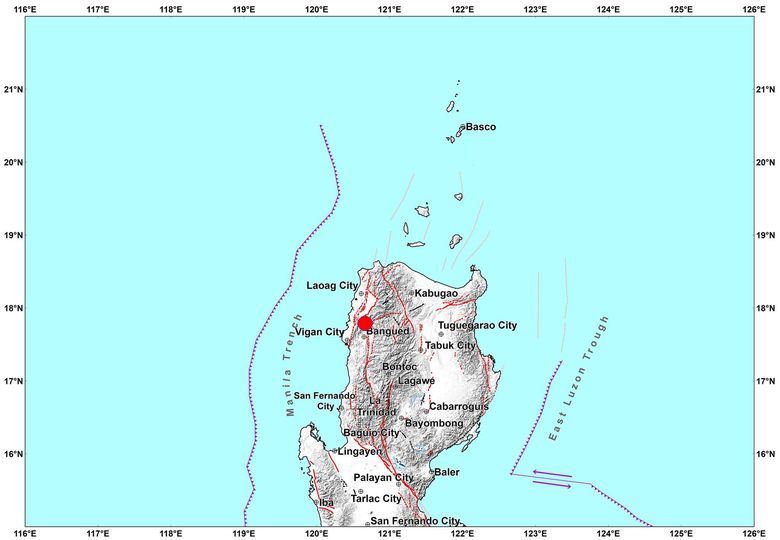 Map showing location of earthquake that struck Abra on Oct. 25, 2022. STORY: Magnitude 6.7 earthquakes rocks Abra, felt as far as Metro Manila