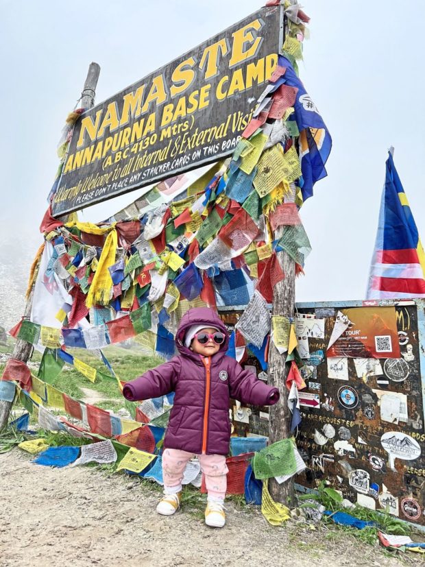 Akshra celebrated her first birthday with her parents at Nepal's Annapurna Base Camp