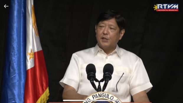 President Bongbong Marcos speaks before the 75th Ormoc City Diamond Charter Day Celebration in Leyte.