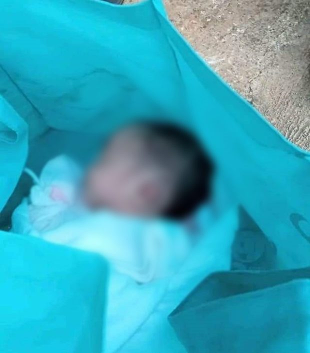 A newborn girl was found in an eco bag outside a convenience store in Dauis town, Bohol on Monday morning, Oct. 10, 2022. (Photo courtesy of Odessa Coto)