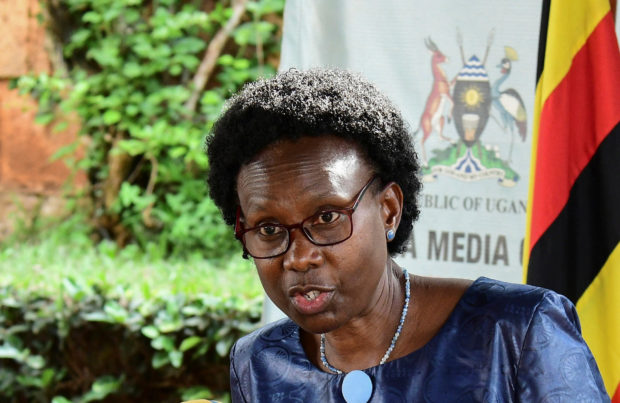Uganda Minister of Health Jane Ruth Aceng speaks during a news conference on the rising Ebola cases, in Kampala