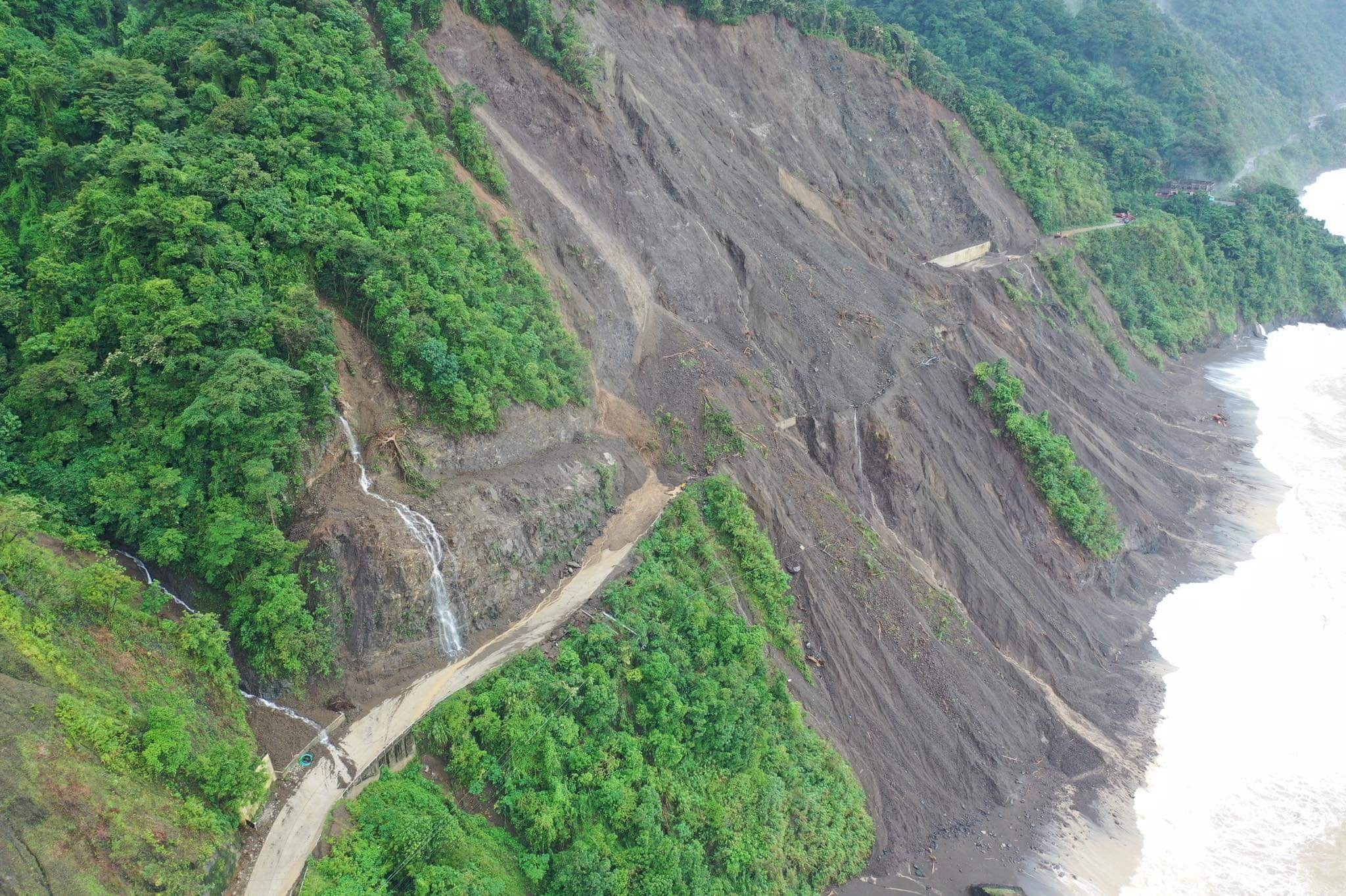 Fresh landslides at a portion of Manila North Road in Pancian village in Pagudpud town, Ilocos Norte 