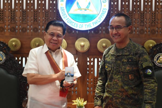 Alfredo Rosario Jr. with Ahod Ebrahim. STORY: Top Mindanao military commander retires