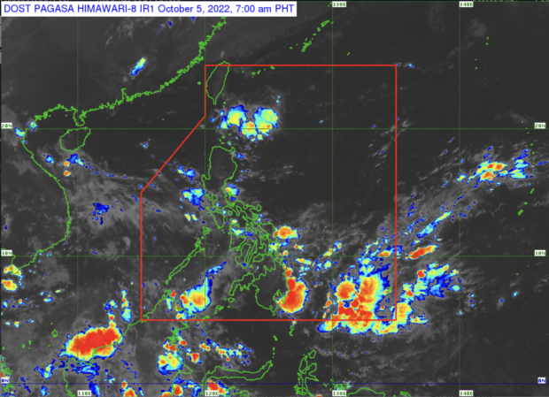 Pagasa said that parts of the country will experience cloudy skies and scattered rains on October 5, 2022. (Photo from Pagasa)
