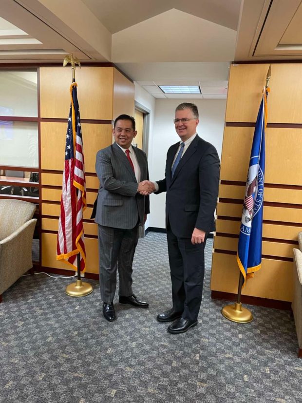 House Speaker Ferdinand Martin Romualdez met with US State Department Assistant Secretary for East Asian and Pacific Affairs Daniel J. Kritenbrink in Washington D.C. on Tuesday afternoon (US time)