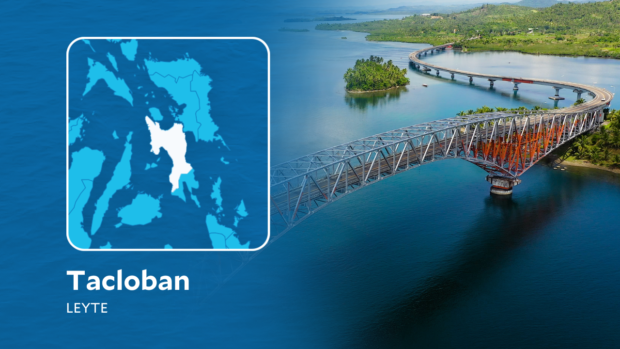 Three persons were hurt after their vehicle hit the railings of the famed San Juanico Bridge.