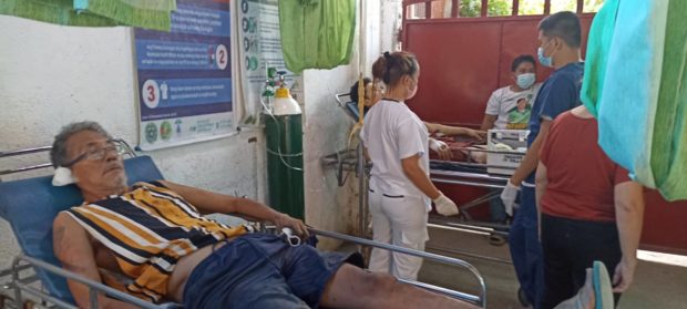 Mechanic Reformido Regulacion, 64, sustained shrapnel injuries in his thighs and lower legs after a man tossed a hand grenade in a motorbike shop in Pikit, Cotabato Friday afternoon. STORY: 2 hurt in grenade blast in Pikit, Cotabato