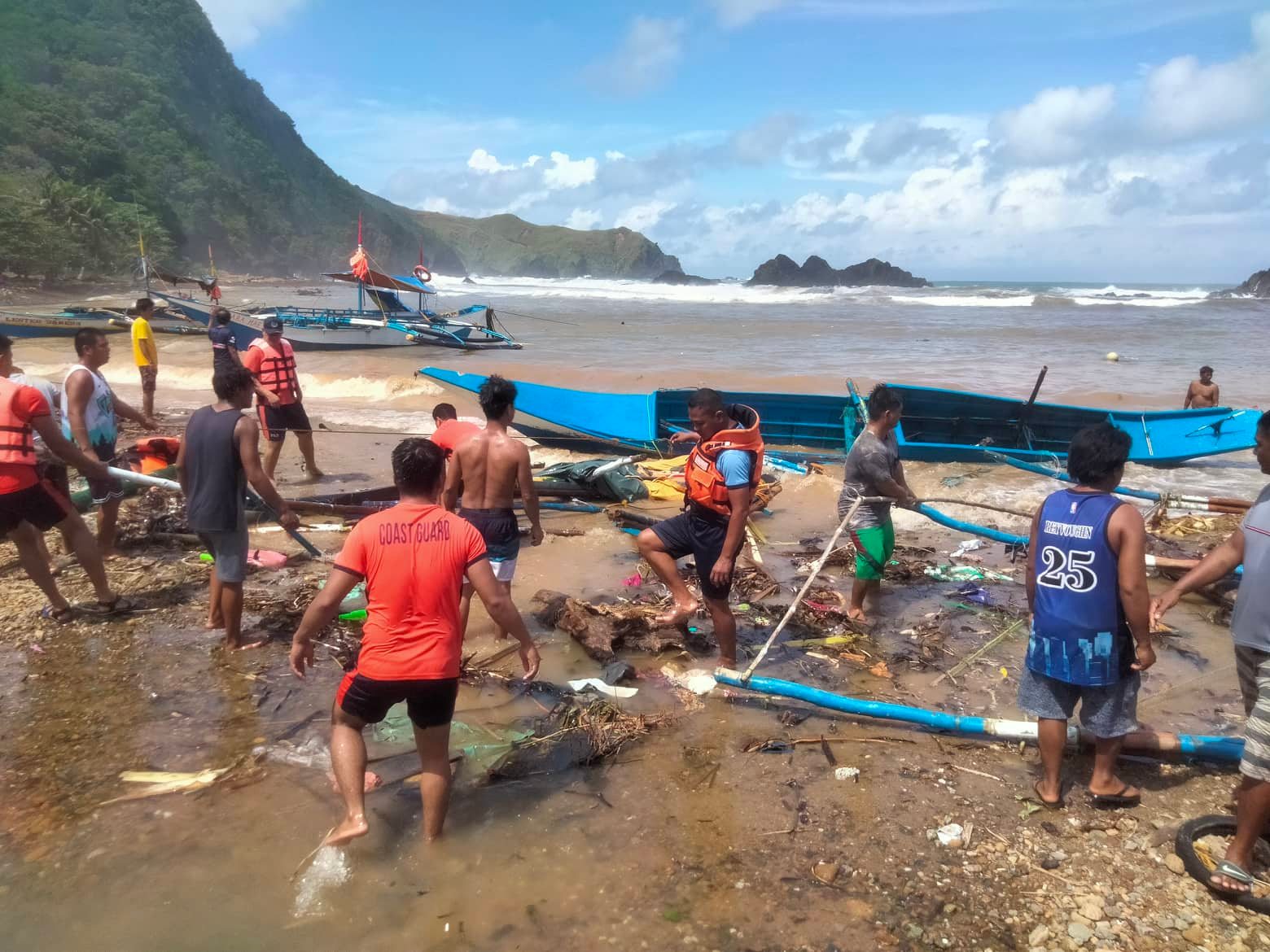 Strong waves caused these boats to capsize in the waters off Claveria town, Cagayan province