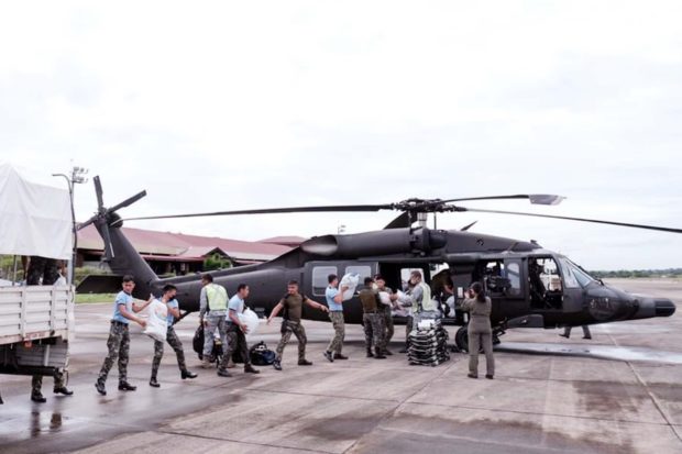PAF helicopters bring aid to typhoon-hit areas in Ilocos Norte, Cagayan