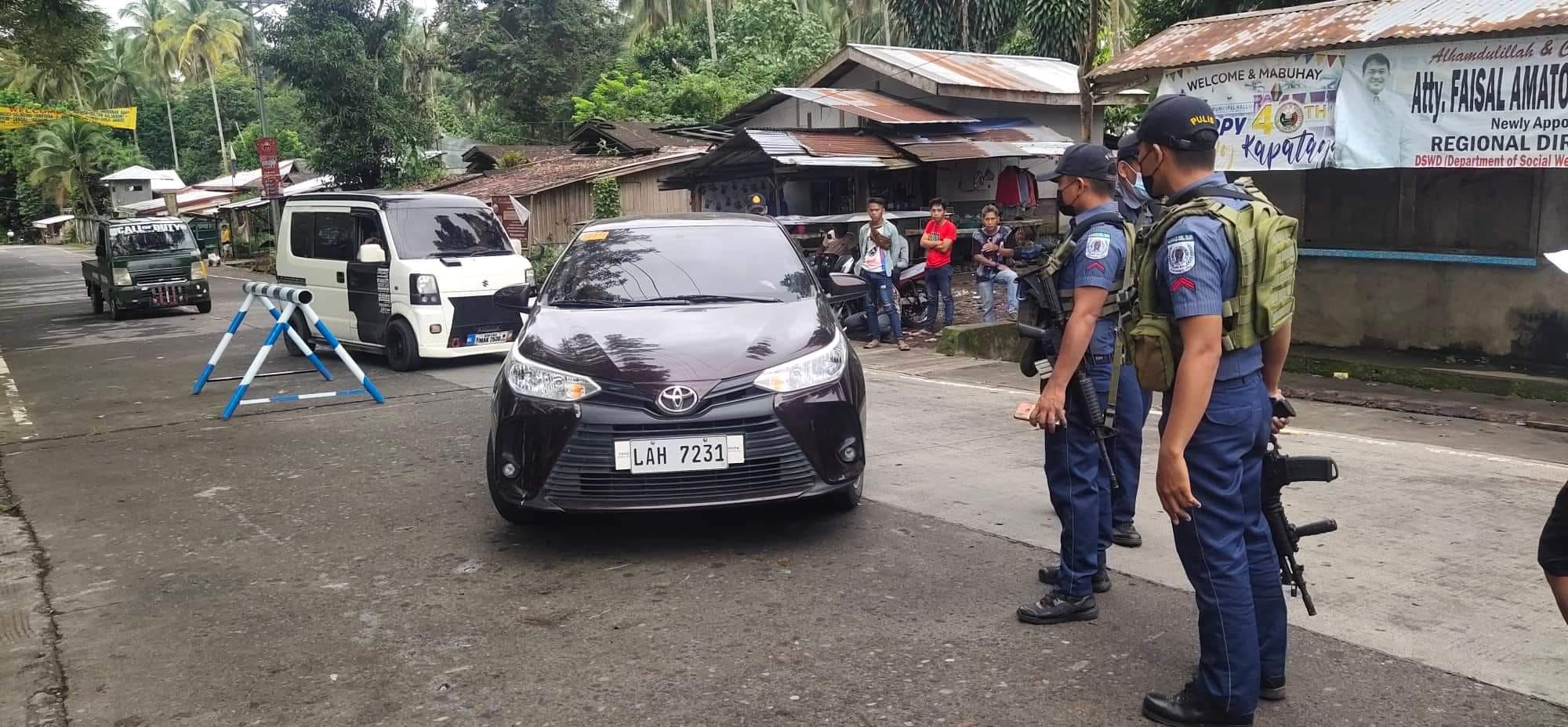 . Police flagged down a dark brown Toyota Vios (LAH-7231) at a police checkpoint in Kapatagan, Lanao del Sur that was reported to be stolen in Davao City