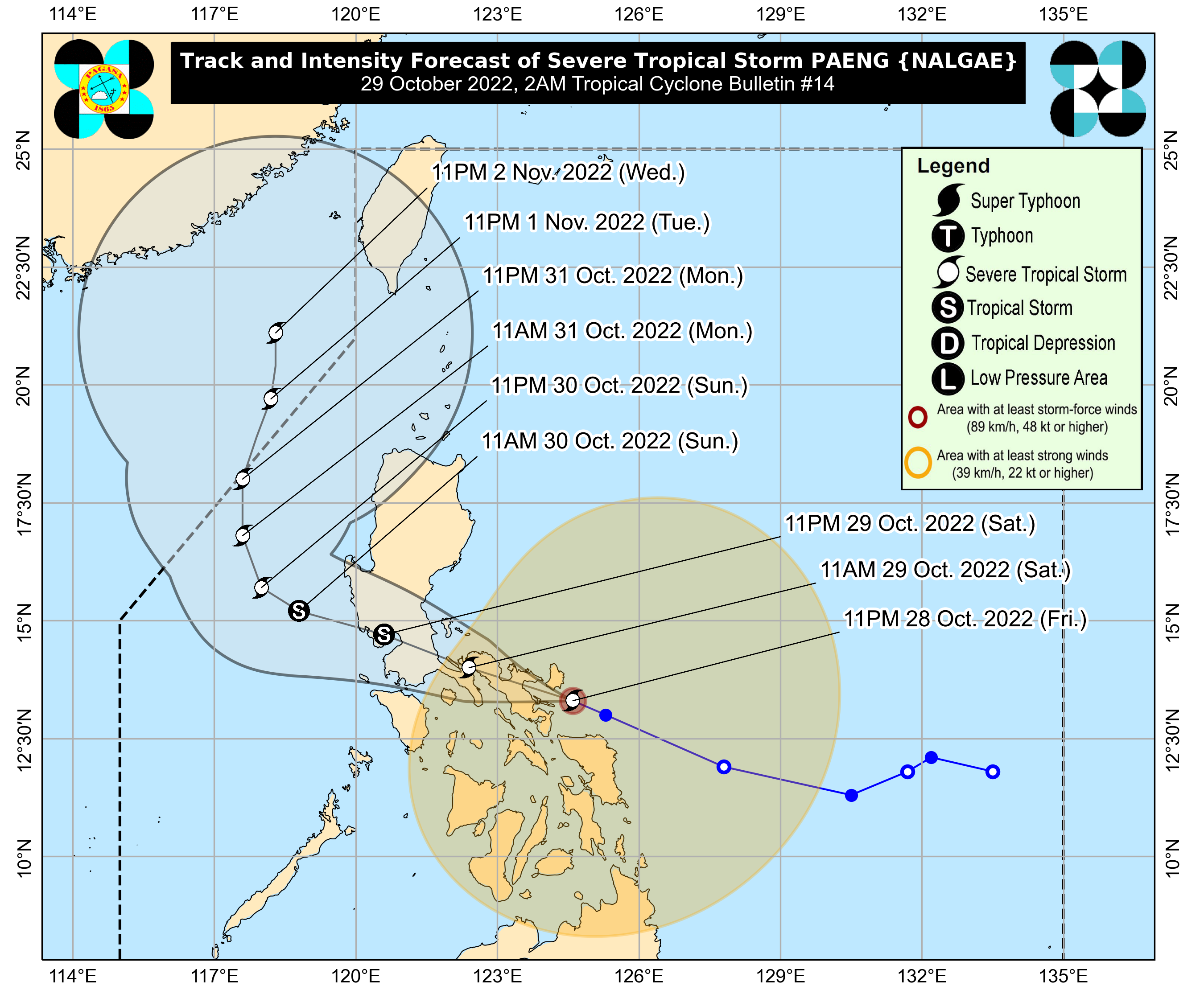 Paeng now a Severe Tropical Storm; Signal No. 3 up in Bicol towns