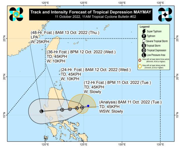 Tropical Depression Maymay nears the Philippines landmass so expect heavy rain and strong winds, according to Pagasa.