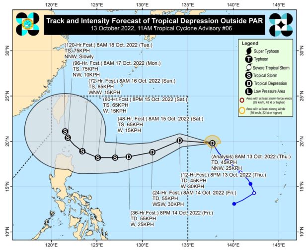 A new tropical depression is expected to enter the Philippine area of responsibility on afternoon of October 14.