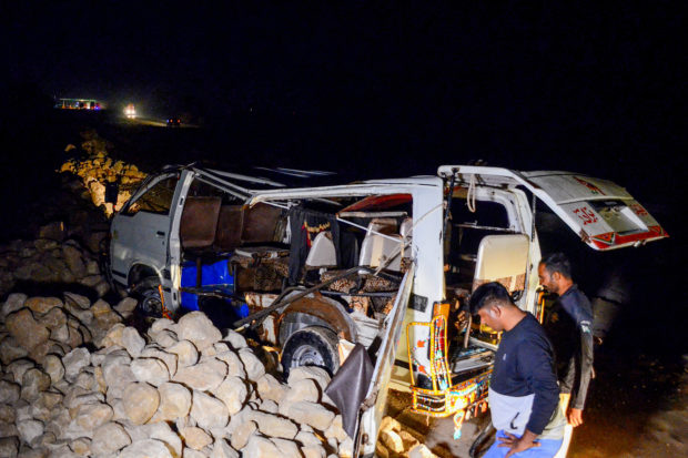 A minibus crashed into a deep and water-logged ditch in southern Pakistan kills 20 people
