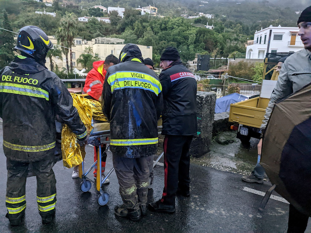 Aftermath of a landslide on the Italian holiday island of Ischia. STORY: Landslide hits Italian island of Ischia, one woman dead, 10 missing