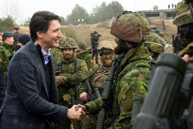 Canadian Prime Minister Justin Trudeau visits members of the Canadian troops in the Adazi military base. STORY: Canada launches new Indo-Pacific strategy, focus on ‘disruptive’ China