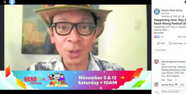 FINAL SESSION TV personality and Inquirer Read-Along ambassador Kim Atienza during the final storytelling session of the 12th Inquirer Read-Along Festival. —SCREENGRAB FROM INQUIRER READ-ALONG FACEBOOK PAGE