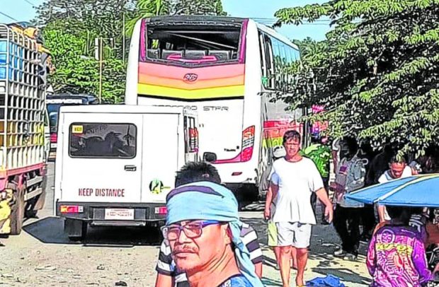 TROUBLE IN CENTRAL MINDANAO Residents of central Mindanao and Maguindanao have been dealing with a number of terror attacks, including this bus bombing on Jan. 11 that left six people, three of them children, injured when an improvised explosive went off inside a Mindanao Star Bus in Aleosan town, Cotabato province. —MHEN MASLAMAMA/contributor
