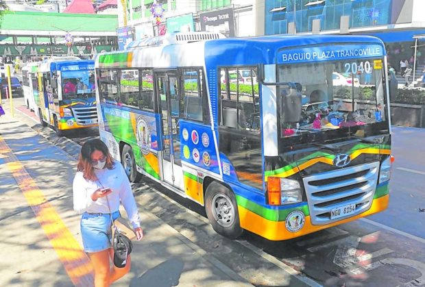 These minibuses, also called “modern jeepneys,” are now serving Baguio residents. STORY: E-jeepneys, e-cars can’t run in Baguio, Cordillera yet