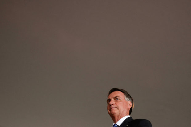 FILE PHOTO: Brazil's President Jair Bolsonaro gives press statement at Alvorada Palace in Brasilia