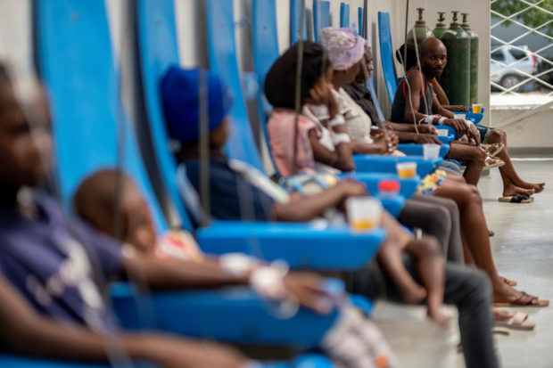 People receive treatment for cholera at the Gheskio Center Hospital supported by UNICEF in Port-au-Prince.