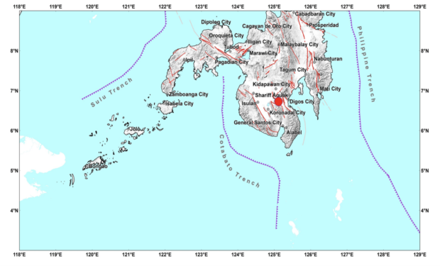 A magnitude 4.4 earthquake struck Davao del Sur on Wednesday. (Photo from Phivolcs)