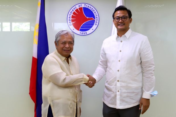 Jay Art Tugade named as new chief of the the Land Transportation Office as he took his oath before Transport Sec. Jaime Bautista. | Photo from DOTr