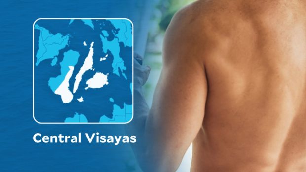 Map of Central Visayas merged with back of shirtless man