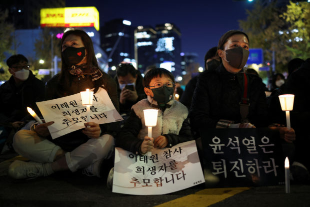 Candlelight vigil to commemorate the victims of the crowd crush, in Seoul