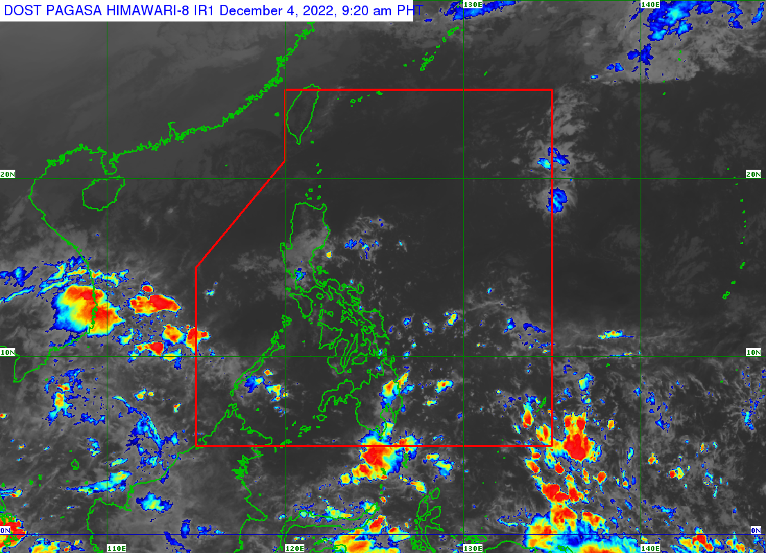 High chances of rain forecast over the country due to the easterlies, says Pagasa. | satellite photo from Pagasa