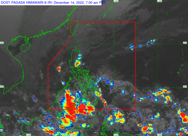 Satellite image shows a generally fair weather with chances of rain for Metro Manila and parts of the country for Wednesday. (Photo from Pagasa)