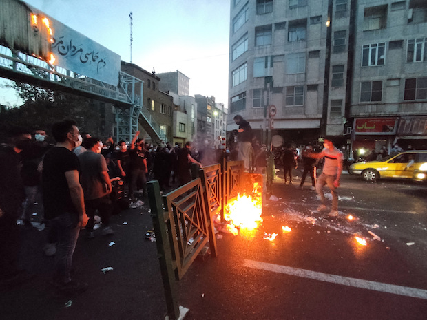 Protest over the death of Mahsa Amini, a woman who died after being arrested by the Islamic republic's "morality police", in Tehran