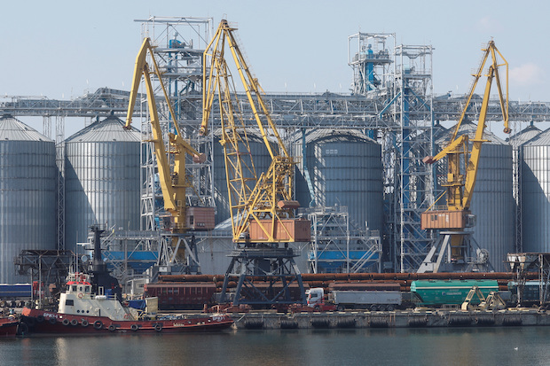 Grain terminal at sea port in Odesa, Ukraine STORY: Ukraine port of Odesa not operating after Russian drone attack 