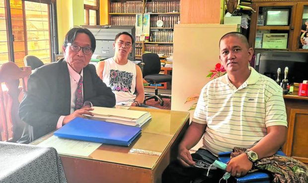 Ricardo Zulueta (right), former Bureau of Corrections chief for security operations, is shown here with his lawyer Lauro Gacayan at the latter’s law office in Baguio City. STORY: Suspect in Percy Lapid slay surfaces online