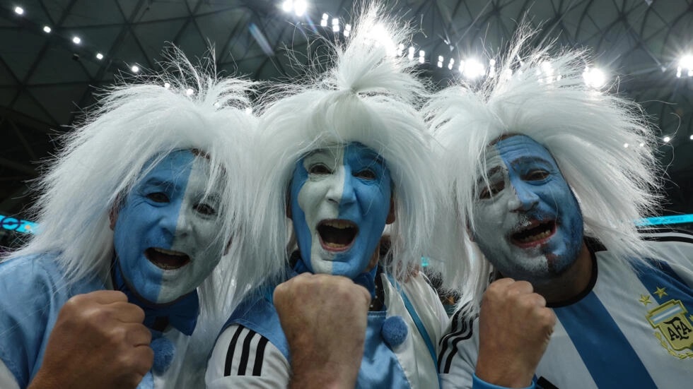 Argentina supporters cheer before the start of the Qatar 2022 World Cup football semi-final match between Argentina and Croatia