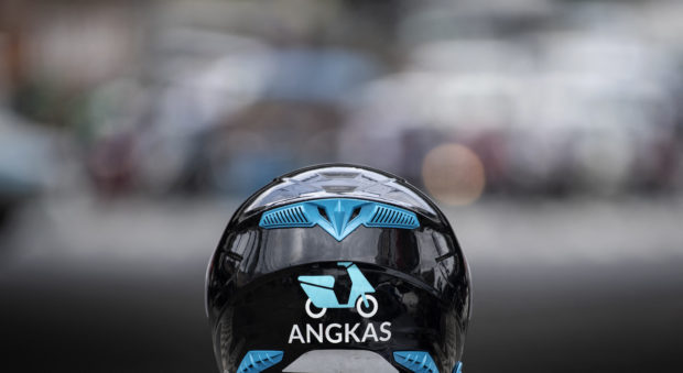 Angkas driver’s helmet. STORY: Angkas assures passengers: No price surges during transport strike