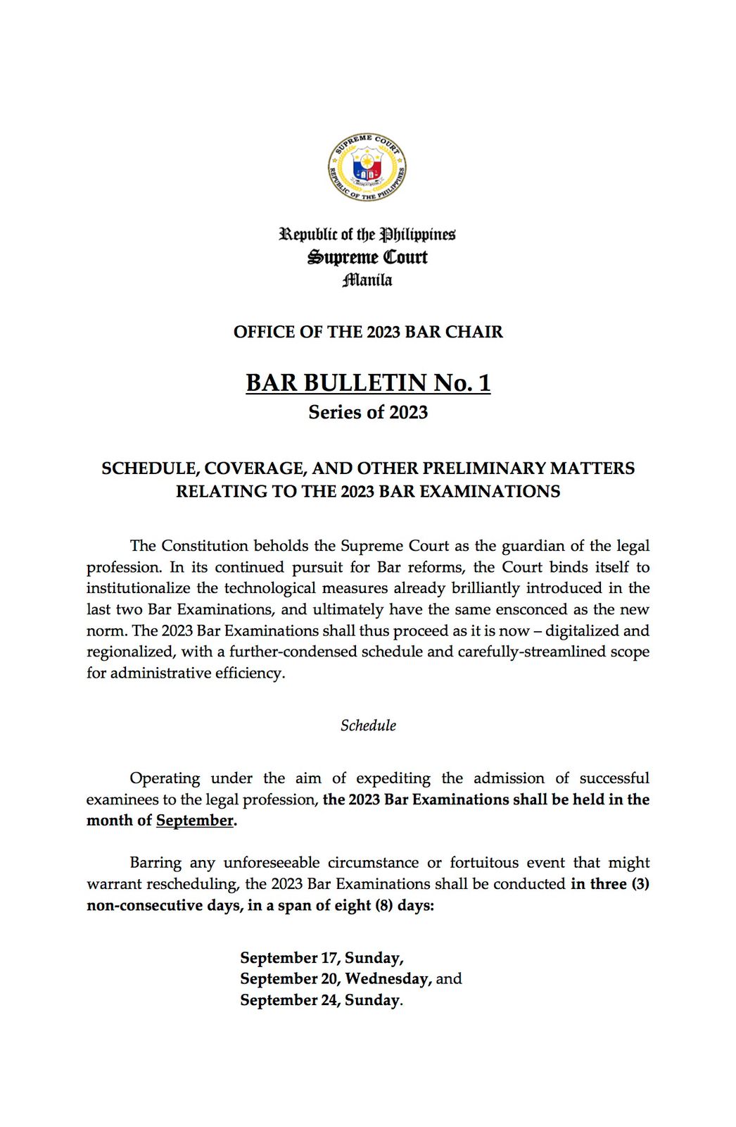 Supreme Court sets earlier date for 2023 Bar exams Inquirer News