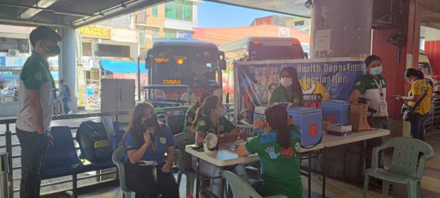 This bus terminal in Olongapo City has become the latest site to boost the COVID-19 vaccine drive of the local government. (Photo courtesy of Olongapo City Information Office) 