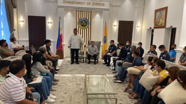 Justice Secretary Jesus Crispin Remulla, representatives from DILG, NBI and PNP met with the families of the victims (missing sabungeros) on Friday. Photo from DOJ-PIO