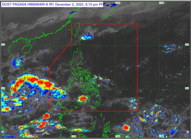 Thin cloud bands could be observed in Pagasa's satelite image as of Friday evening. No weather disturbances are seen to form or enter the Philippine area of responsibility until weekend. PHOTO FROM PAGASA.