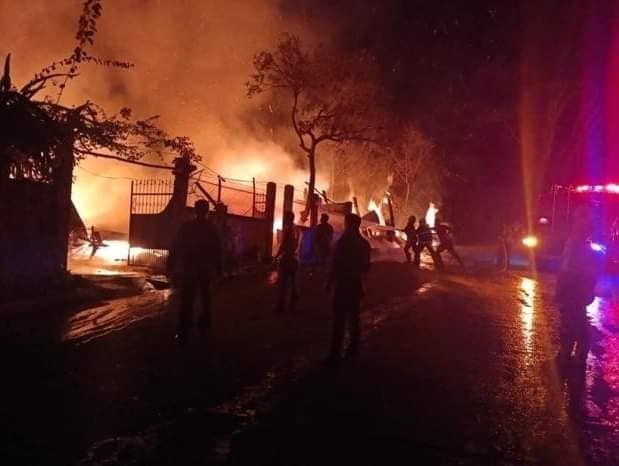 A two-hour fire engulfs a furniture shop and two houses in Lagawe town, Ifugao province