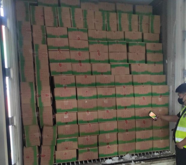 The BOC seizes P131.9 million worth of allegedly smuggled frozen goods at the Manila port