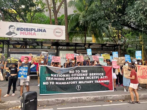 Students protest the bill proposing the “National Citizens Service Training Program Act”. Photo from the Facebook of League of Filipino Students.  