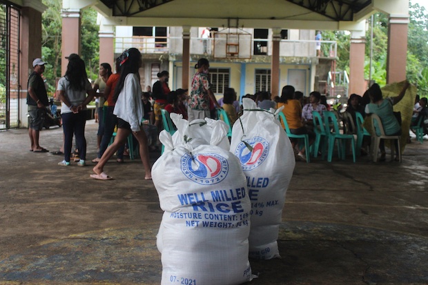 Relief goods at an evactuation center in Bicol. STORY: Over 1,800 persons evacuated in Bicol due to flooding, landslides