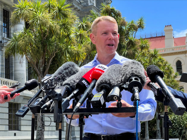Labor leader Chris Hipkins swears as New Zealand's prime minister in a formal ceremony