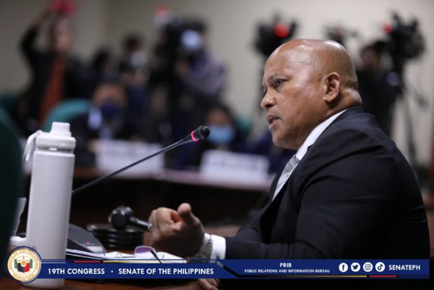 Senator Ronaldo “Bato” Dela Rosa during a hearing session of the Senate Committee on Public Order and Dangerous Drugs on Tuesday, January 31, 2023. Photo from Senate of the Philippines’ Facebook.